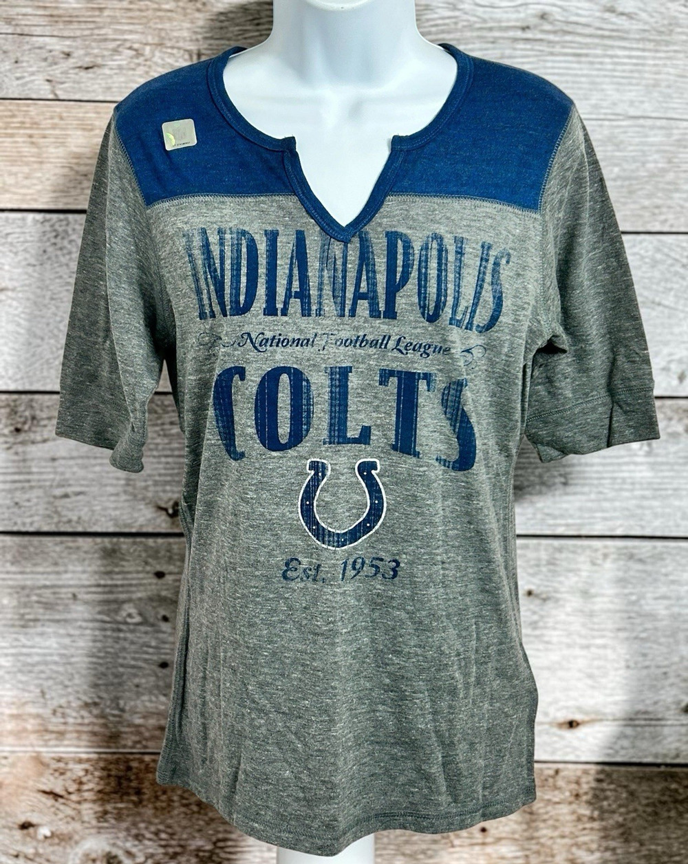 Women's NFL Apparel Indianapolis Colts T-Shirt Sz L Gray Blue Tee Football Top
